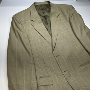 Zino Mens 44L Houndstooth‎ Wool Blazer Sport Coat Jacket